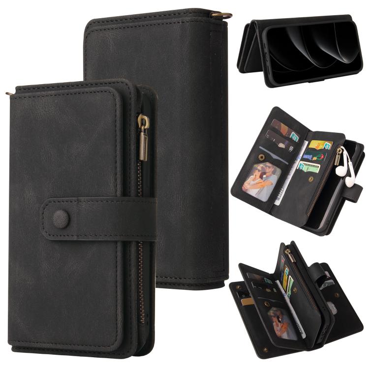 Skin Feel Multi Card Slots Zipper Wallet Leather Phone Case, For iPhone 18 Pro / 17 Pro, For iPhone 18 Pro Max / 17 Pro Max, For iPhone 17e / 16e, For iPhone 17, For iPhone Air, For iPhone 16 Pro Max