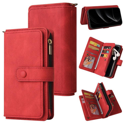 Skin Feel Multi Card Slots Zipper Wallet Leather Phone Case, For iPhone 18 Pro / 17 Pro, For iPhone 18 Pro Max / 17 Pro Max, For iPhone 17e / 16e, For iPhone 17, For iPhone Air, For iPhone 16 Pro Max