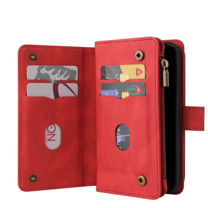 Skin Feel Multi Card Slots Zipper Wallet Leather Phone Case, For iPhone 18 Pro / 17 Pro, For iPhone 18 Pro Max / 17 Pro Max, For iPhone 17e / 16e, For iPhone 17, For iPhone Air, For iPhone 16 Pro Max