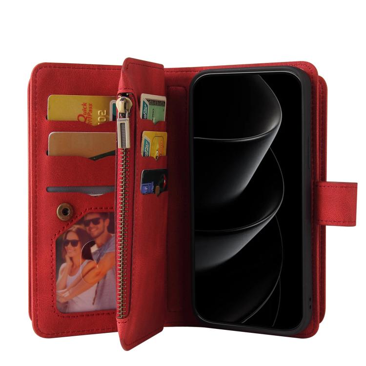 Skin Feel Multi Card Slots Zipper Wallet Leather Phone Case, For iPhone 18 Pro / 17 Pro, For iPhone 18 Pro Max / 17 Pro Max, For iPhone 17e / 16e, For iPhone 17, For iPhone Air, For iPhone 16 Pro Max