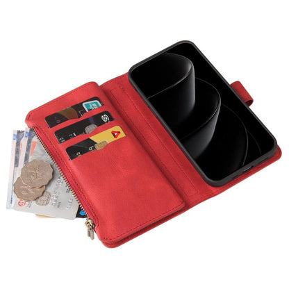 Skin Feel Multi Card Slots Zipper Wallet Leather Phone Case, For iPhone 18 Pro / 17 Pro, For iPhone 18 Pro Max / 17 Pro Max, For iPhone 17e / 16e, For iPhone 17, For iPhone Air, For iPhone 16 Pro Max