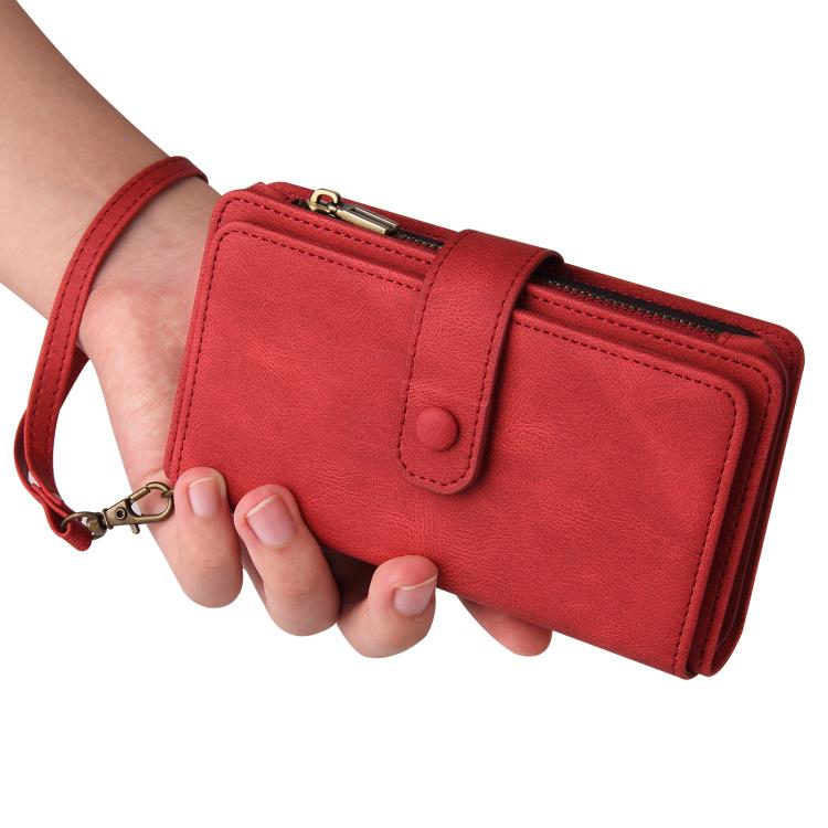 Skin Feel Multi Card Slots Zipper Wallet Leather Phone Case, For iPhone 18 Pro / 17 Pro, For iPhone 18 Pro Max / 17 Pro Max, For iPhone 17e / 16e, For iPhone 17, For iPhone Air, For iPhone 16 Pro Max