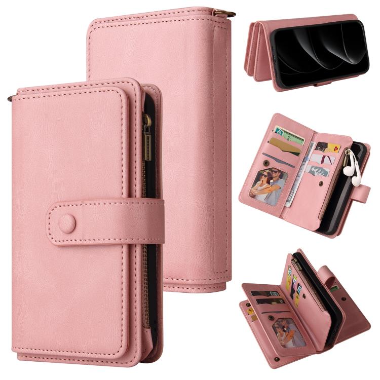 Skin Feel Multi Card Slots Zipper Wallet Leather Phone Case, For iPhone 18 Pro / 17 Pro, For iPhone 18 Pro Max / 17 Pro Max, For iPhone 17e / 16e, For iPhone 17, For iPhone Air, For iPhone 16 Pro Max