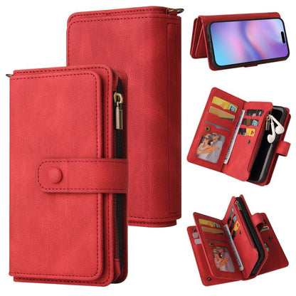 Skin Feel Multi Card Slots Zipper Wallet Leather Phone Case, For iPhone 18 Pro / 17 Pro, For iPhone 18 Pro Max / 17 Pro Max, For iPhone 17e / 16e, For iPhone 17, For iPhone Air, For iPhone 16 Pro Max