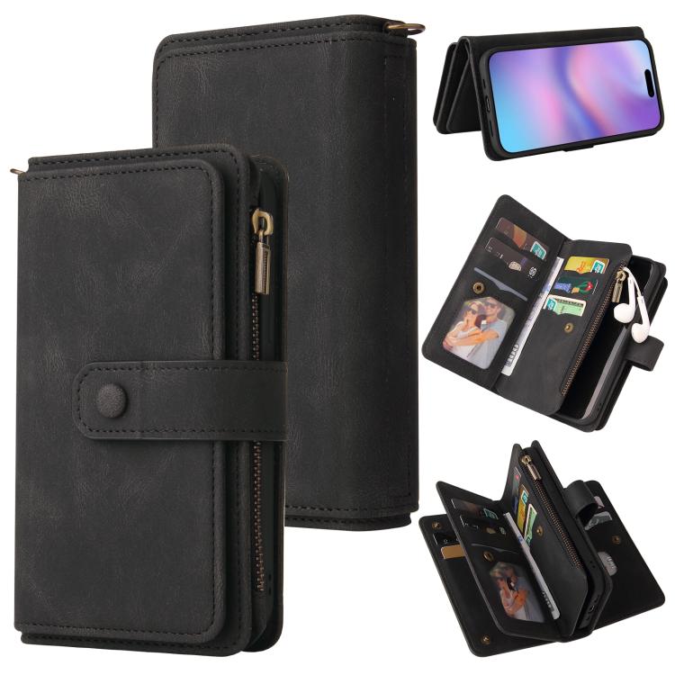 Skin Feel Multi Card Slots Zipper Wallet Leather Phone Case, For iPhone 18 Pro / 17 Pro, For iPhone 18 Pro Max / 17 Pro Max, For iPhone 17e / 16e, For iPhone 17, For iPhone Air, For iPhone 16 Pro Max