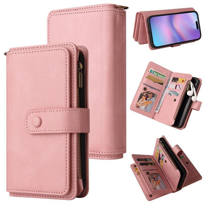 Skin Feel Multi Card Slots Zipper Wallet Leather Phone Case, For iPhone 18 Pro / 17 Pro, For iPhone 18 Pro Max / 17 Pro Max, For iPhone 17e / 16e, For iPhone 17, For iPhone Air, For iPhone 16 Pro Max