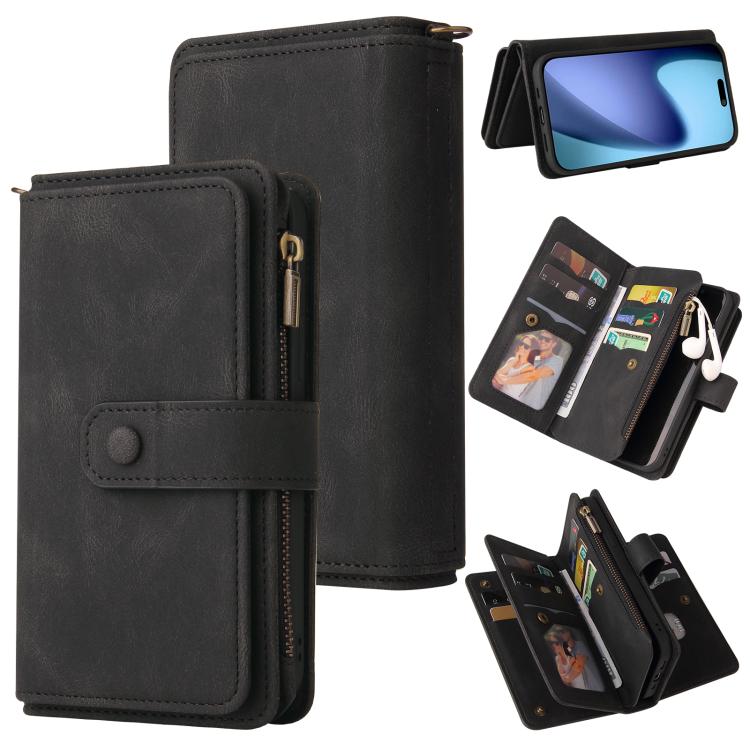 Skin Feel Multi Card Slots Zipper Wallet Leather Phone Case, For iPhone 18 Pro / 17 Pro, For iPhone 18 Pro Max / 17 Pro Max, For iPhone 17e / 16e, For iPhone 17, For iPhone Air, For iPhone 16 Pro Max