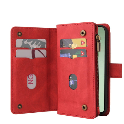 Skin Feel Multi Card Slots Zipper Wallet Leather Phone Case