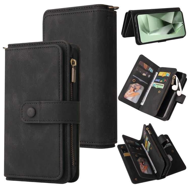 Skin Feel Multi Card Slots Zipper Wallet Leather Phone Case, For Galaxy S25 Ultra 5G, For Galaxy S24 FE 5G