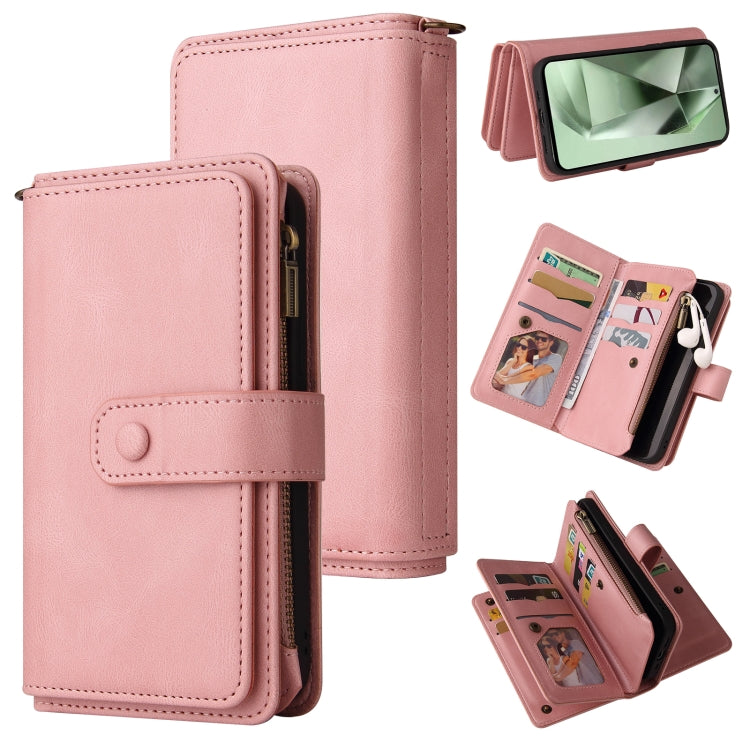 Skin Feel Multi Card Slots Zipper Wallet Leather Phone Case, For Galaxy S25 Ultra 5G, For Galaxy S24 FE 5G