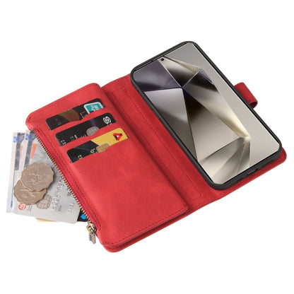 Skin Feel Multi Card Slots Zipper Wallet Leather Phone Case, For Galaxy S25 Ultra 5G, For Galaxy S24 FE 5G