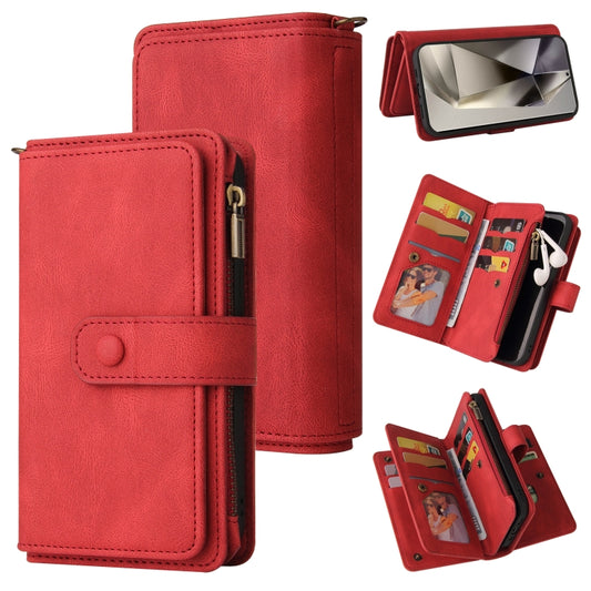 Skin Feel Multi Card Slots Zipper Wallet Leather Phone Case, For Galaxy S25 Ultra 5G, For Galaxy S24 FE 5G
