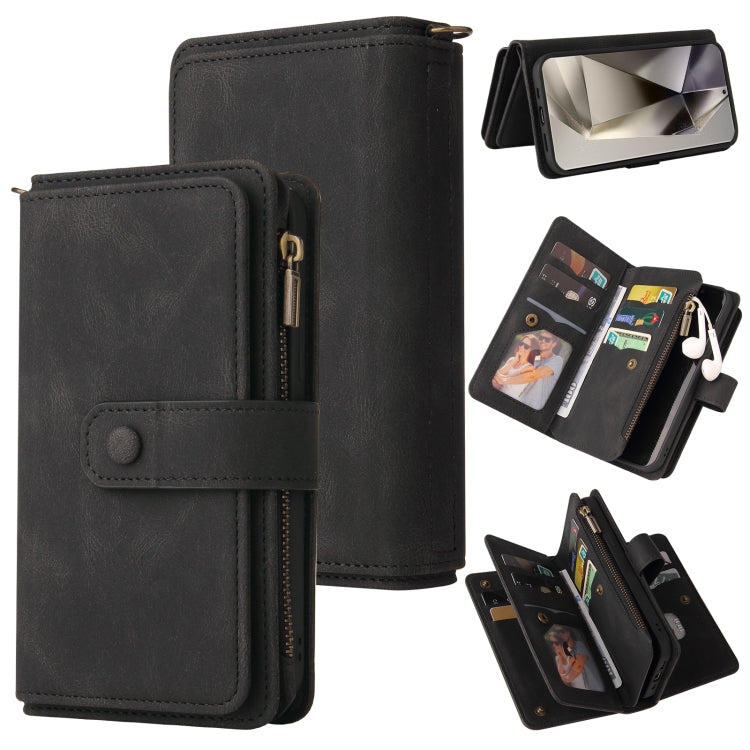 Skin Feel Multi Card Slots Zipper Wallet Leather Phone Case, For Galaxy S25 Ultra 5G, For Galaxy S24 FE 5G