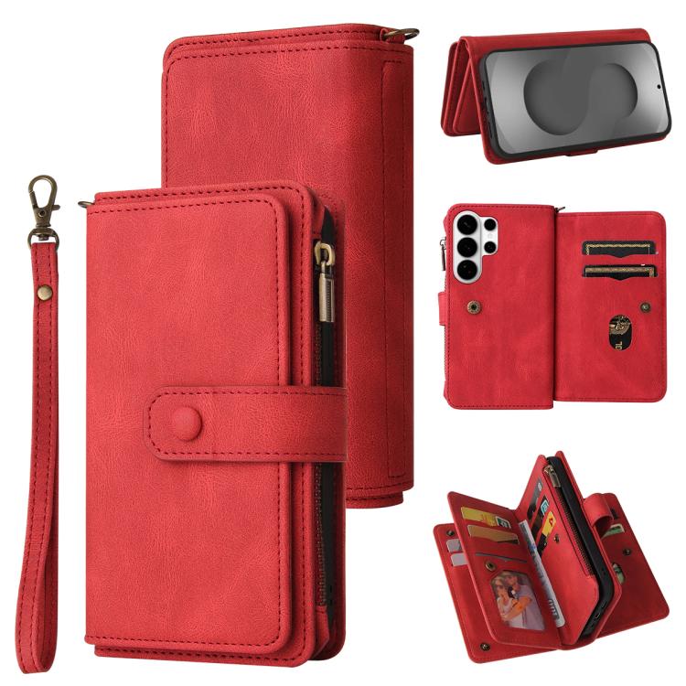 Skin Feel Multi Card Slots Zipper Wallet Leather Phone Case, For Galaxy S26 FE 5G, For Galaxy S26 Edge 5G, For Galaxy S26 Ultra 5G, For Galaxy S26 5G, For Galaxy S25 / S24 5G, For Galaxy S25+ / S24+ 5G