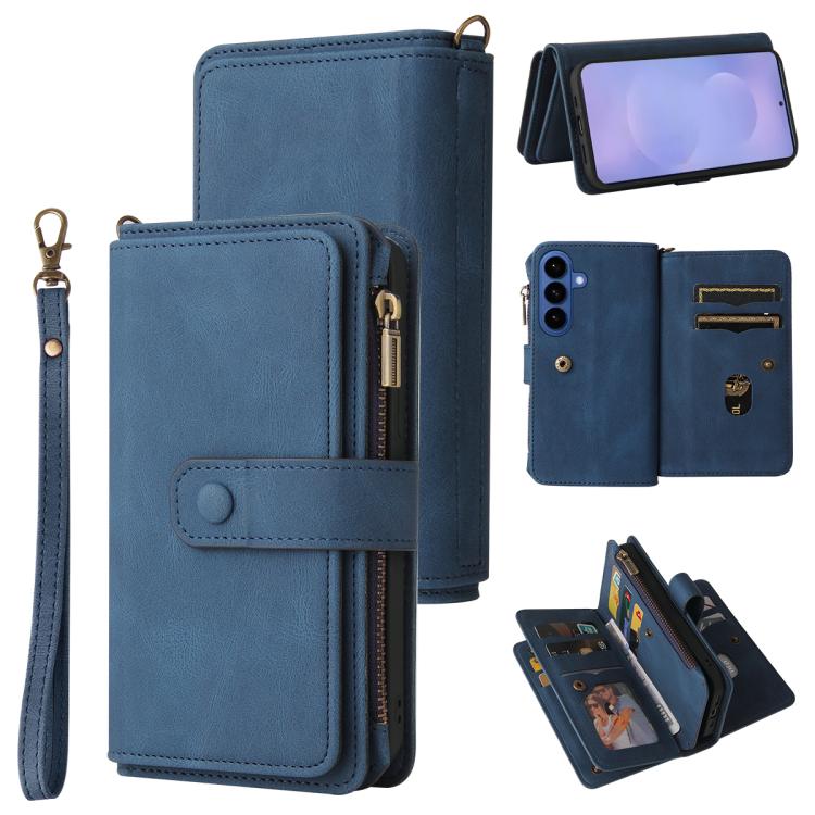 Skin Feel Multi Card Slots Zipper Wallet Leather Phone Case, For Galaxy S26 FE 5G, For Galaxy S26 Edge 5G, For Galaxy S26 Ultra 5G, For Galaxy S26 5G, For Galaxy S25 / S24 5G, For Galaxy S25+ / S24+ 5G