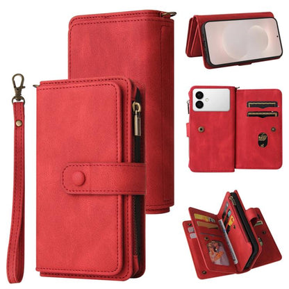 Skin Feel Multi Card Slots Zipper Wallet Leather Phone Case, For Galaxy S26 FE 5G, For Galaxy S26 Edge 5G, For Galaxy S26 Ultra 5G, For Galaxy S26 5G, For Galaxy S25 / S24 5G, For Galaxy S25+ / S24+ 5G