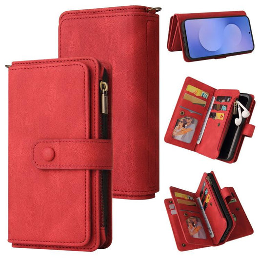 Skin Feel Multi Card Slots Zipper Wallet Leather Phone Case, For Galaxy S26 FE 5G, For Galaxy S26 Edge 5G, For Galaxy S26 Ultra 5G, For Galaxy S26 5G, For Galaxy S25 / S24 5G, For Galaxy S25+ / S24+ 5G
