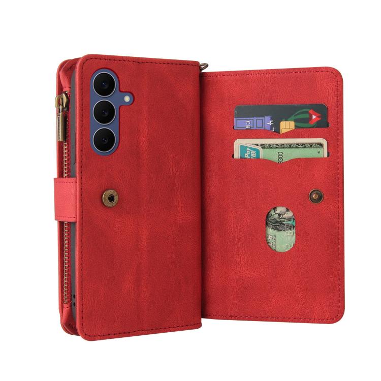 Skin Feel Multi Card Slots Zipper Wallet Leather Phone Case, For Galaxy S26 FE 5G, For Galaxy S26 Edge 5G, For Galaxy S26 Ultra 5G, For Galaxy S26 5G, For Galaxy S25 / S24 5G, For Galaxy S25+ / S24+ 5G