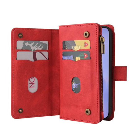 Skin Feel Multi Card Slots Zipper Wallet Leather Phone Case, For Galaxy S26 FE 5G, For Galaxy S26 Edge 5G, For Galaxy S26 Ultra 5G, For Galaxy S26 5G, For Galaxy S25 / S24 5G, For Galaxy S25+ / S24+ 5G