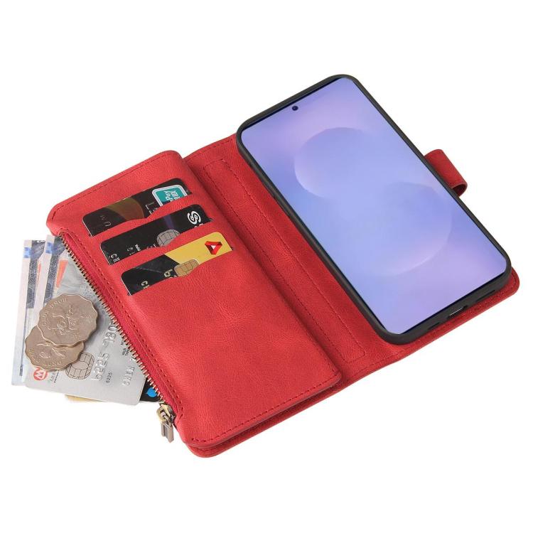 Skin Feel Multi Card Slots Zipper Wallet Leather Phone Case, For Galaxy S26 FE 5G, For Galaxy S26 Edge 5G, For Galaxy S26 Ultra 5G, For Galaxy S26 5G, For Galaxy S25 / S24 5G, For Galaxy S25+ / S24+ 5G