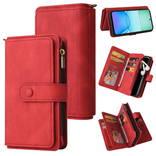 Skin Feel Multi Card Slots Zipper Wallet Leather Phone Case