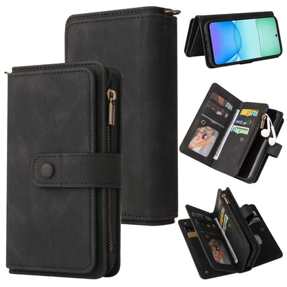 Skin Feel Multi Card Slots Zipper Wallet Leather Phone Case