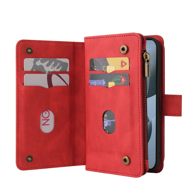 Skin Feel Multi Card Slots Zipper Wallet Leather Phone Case, For Redmi K70