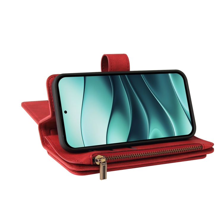 Skin Feel Multi Card Slots Zipper Wallet Leather Phone Case