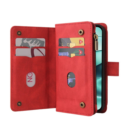 Skin Feel Multi Card Slots Zipper Wallet Leather Phone Case