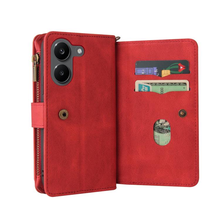 Skin Feel Multi Card Slots Zipper Wallet Leather Phone Case, For Redmi Turbo 5 / Poco X8 Pro 5G, For Redmi K90 Pro Max/Poco F8 Ultra 5G, For Redmi Note 14 5G, For Redmi Note 14 Pro / 14 Pro+ 5G, For Redmi 14C 4G Global, For Redmi 13 4G Global