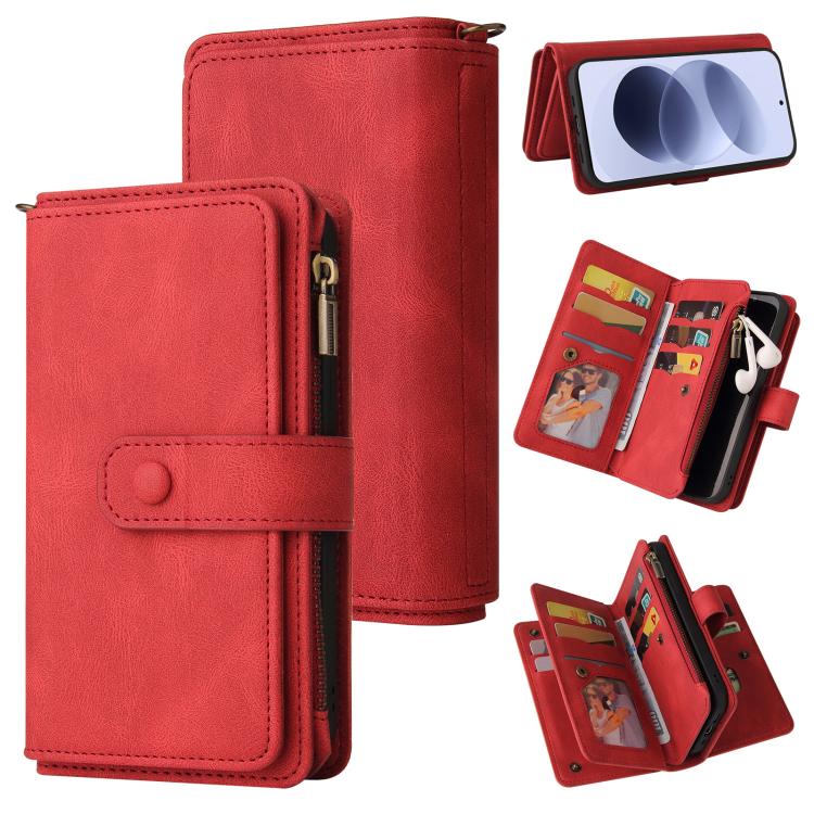 Skin Feel Multi Card Slots Zipper Wallet Leather Phone Case, For Redmi Note 17 5G/4G Global 169.7mm, For Redmi Note 17 Pro+ 5G Global 163.4mm, For Redmi 17 5G / 4G Global 170mm, For Redmi Turbo 5 Max / Poco X8 Pro Max 5G                                ...