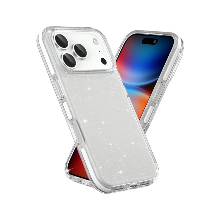 Dual Color Clear Glitter TPU + TPE Full Coverage Phone Case, For iPhone 17 Pro Max, For iPhone 17 Pro, For iPhone 17, For iPhone Air, For iPhone 16 Pro Max, For iPhone 16 Pro, For iPhone 16 Plus, For iPhone 16, For iPhone 15 Pro Max, For iPhone 15 Pro ...