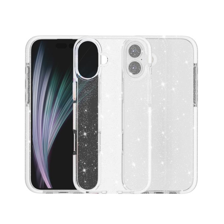Dual Color Clear Glitter TPU + TPE Full Coverage Phone Case, For iPhone 17 Pro Max, For iPhone 17 Pro, For iPhone 17, For iPhone Air, For iPhone 16 Pro Max, For iPhone 16 Pro, For iPhone 16 Plus, For iPhone 16, For iPhone 15 Pro Max, For iPhone 15 Pro ...