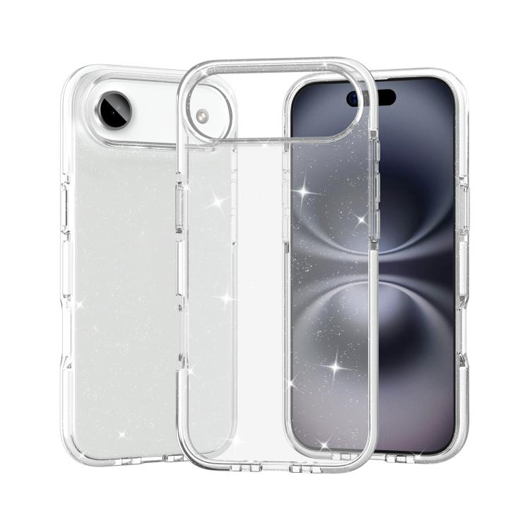 Dual Color Clear Glitter TPU + TPE Full Coverage Phone Case, For iPhone 17 Pro Max, For iPhone 17 Pro, For iPhone 17, For iPhone Air, For iPhone 16 Pro Max, For iPhone 16 Pro, For iPhone 16 Plus, For iPhone 16, For iPhone 15 Pro Max, For iPhone 15 Pro ...