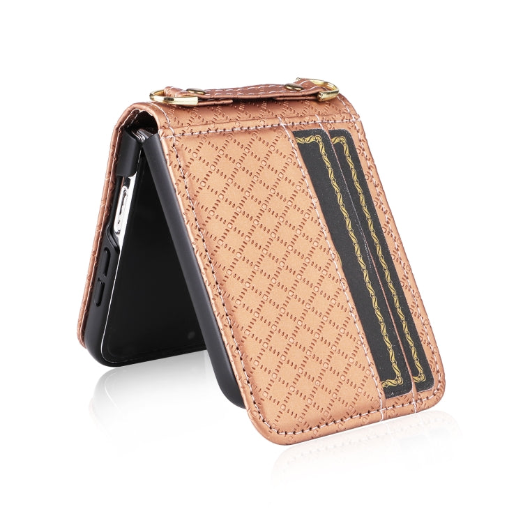 Crossbody Diamond Lattice Folding Phone Case, For Samsung Galaxy Z Flip6 / Flip7 FE