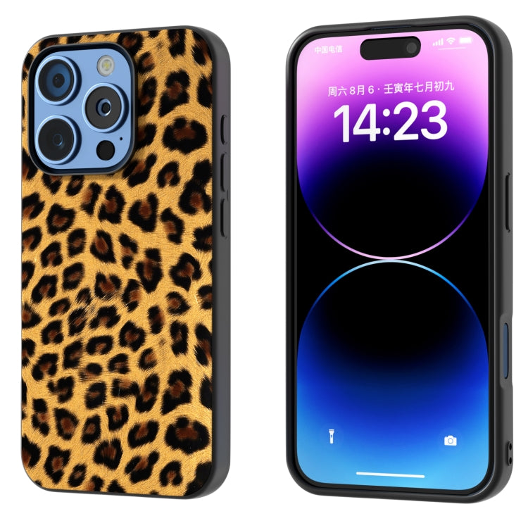 Black Frame Leopard Phone Case, For iPhone 15 Pro