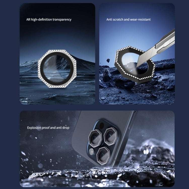 HD Lens Protective Film with Diamond, For iPhone 16 Pro / 16 Pro Max