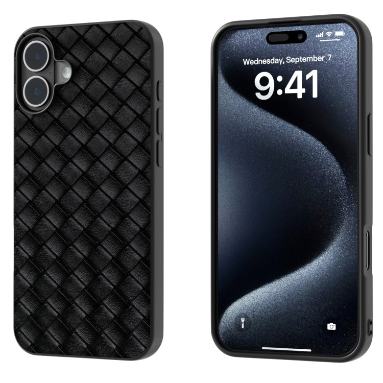 Black Frame Woven Texture PU Phone Case