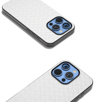 Black Frame Woven Texture PU Phone Case, For iPhone 16 Pro Max, For iPhone 16 Pro