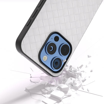 Black Frame Woven Texture PU Phone Case, For iPhone 16 Pro Max, For iPhone 16 Pro