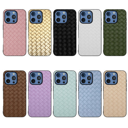 Black Frame Woven Texture PU Phone Case, For iPhone 16 Pro Max, For iPhone 16 Pro