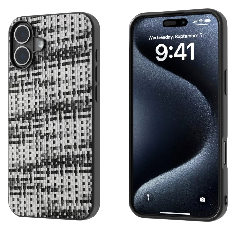Black Frame Color Lattice Texture PU Phone Case, For iPhone 16 Pro Max, For iPhone 16 Pro, For iPhone 16 Plus, For iPhone 16