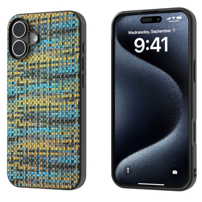 Black Frame Color Lattice Texture PU Phone Case, For iPhone 16 Pro Max, For iPhone 16 Pro, For iPhone 16 Plus, For iPhone 16