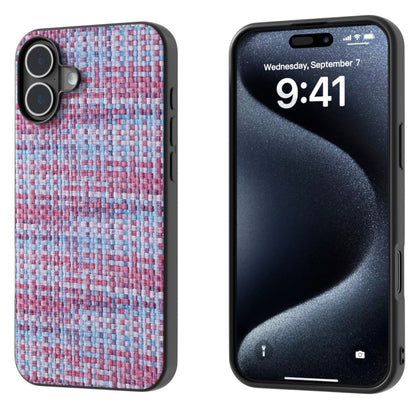Black Frame Color Lattice Texture PU Phone Case, For iPhone 16 Pro Max, For iPhone 16 Pro, For iPhone 16 Plus, For iPhone 16