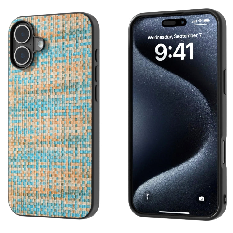 Black Frame Color Lattice Texture PU Phone Case, For iPhone 16 Pro Max, For iPhone 16 Pro, For iPhone 16 Plus, For iPhone 16