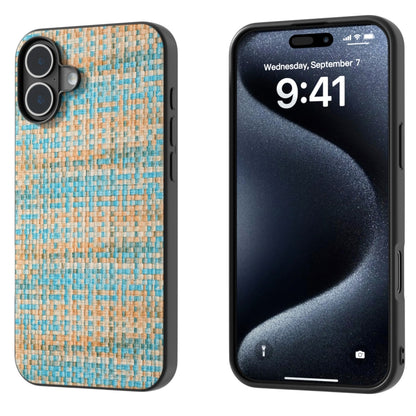 Black Frame Color Lattice Texture PU Phone Case, For iPhone 16 Pro Max, For iPhone 16 Pro, For iPhone 16 Plus, For iPhone 16