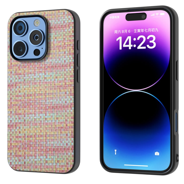 Black Frame Color Lattice Texture PU Phone Case, For iPhone 16 Pro Max, For iPhone 16 Pro, For iPhone 16 Plus, For iPhone 16