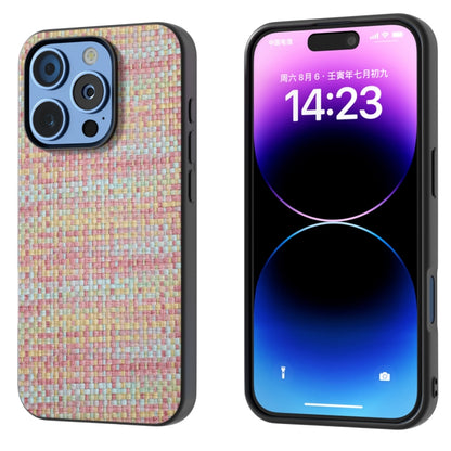 Black Frame Color Lattice Texture PU Phone Case, For iPhone 16 Pro Max, For iPhone 16 Pro, For iPhone 16 Plus, For iPhone 16
