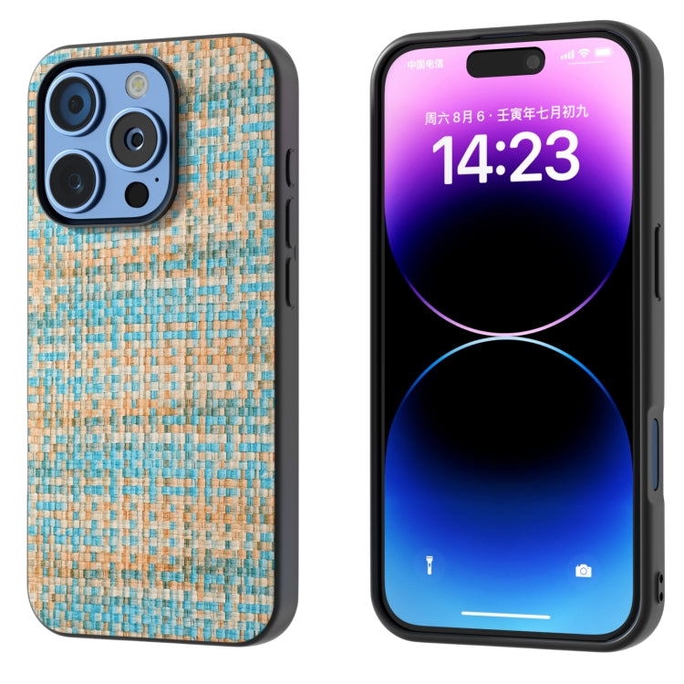 Black Frame Color Lattice Texture PU Phone Case, For iPhone 16 Pro Max, For iPhone 16 Pro, For iPhone 16 Plus, For iPhone 16