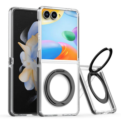 Dual-Color Clear Acrylic Hybrid TPU 360 Rotating Holder Phone Case